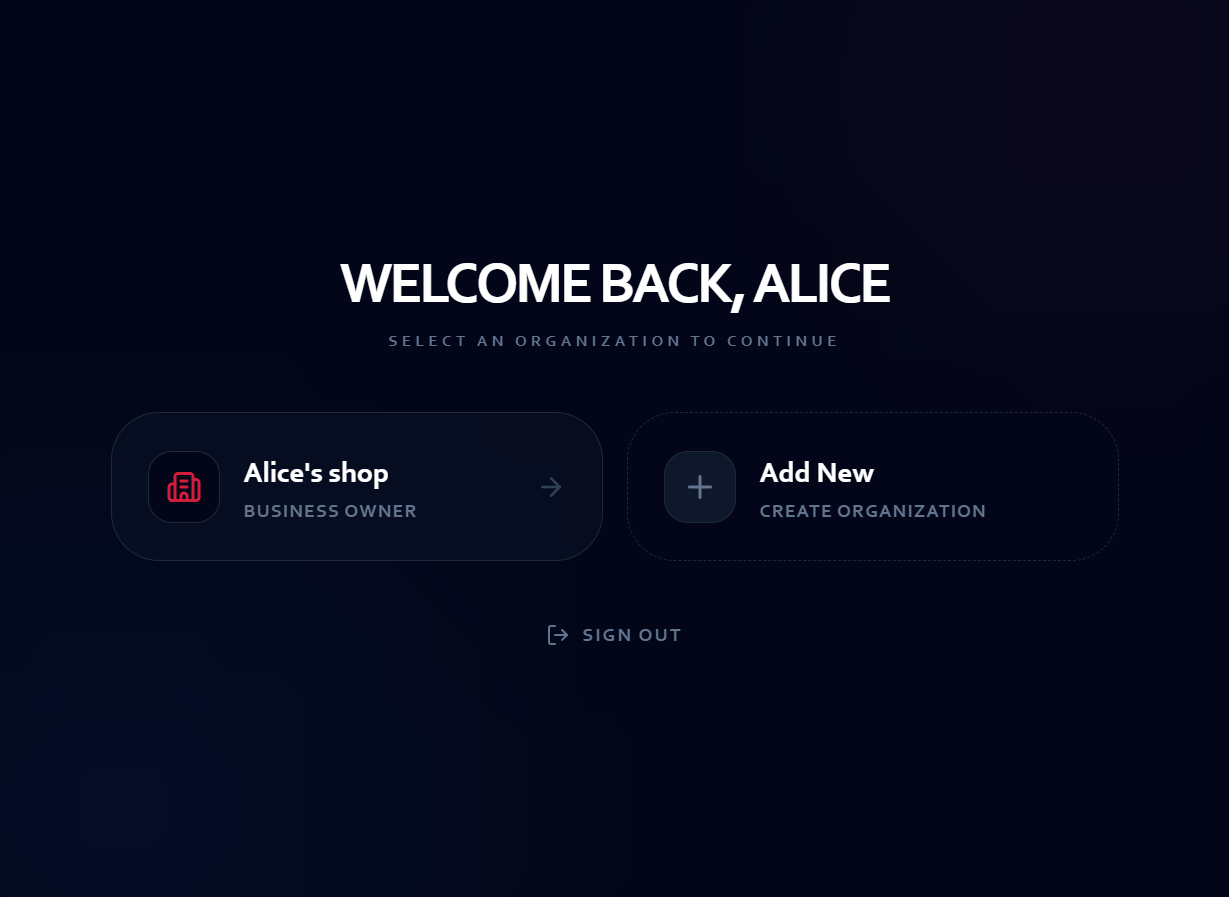 Salioto Organization Selector